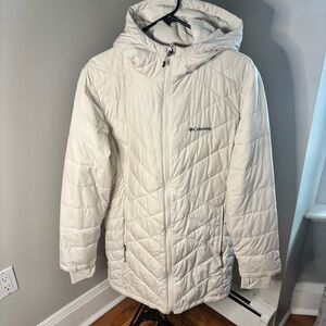 Columbia Cream Quilted Hooded Jacket